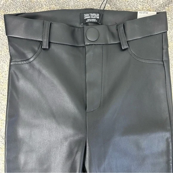 ZARA faux leather Legging Collection high rise black XS rock matrix goth metal - Picture 8 of 16